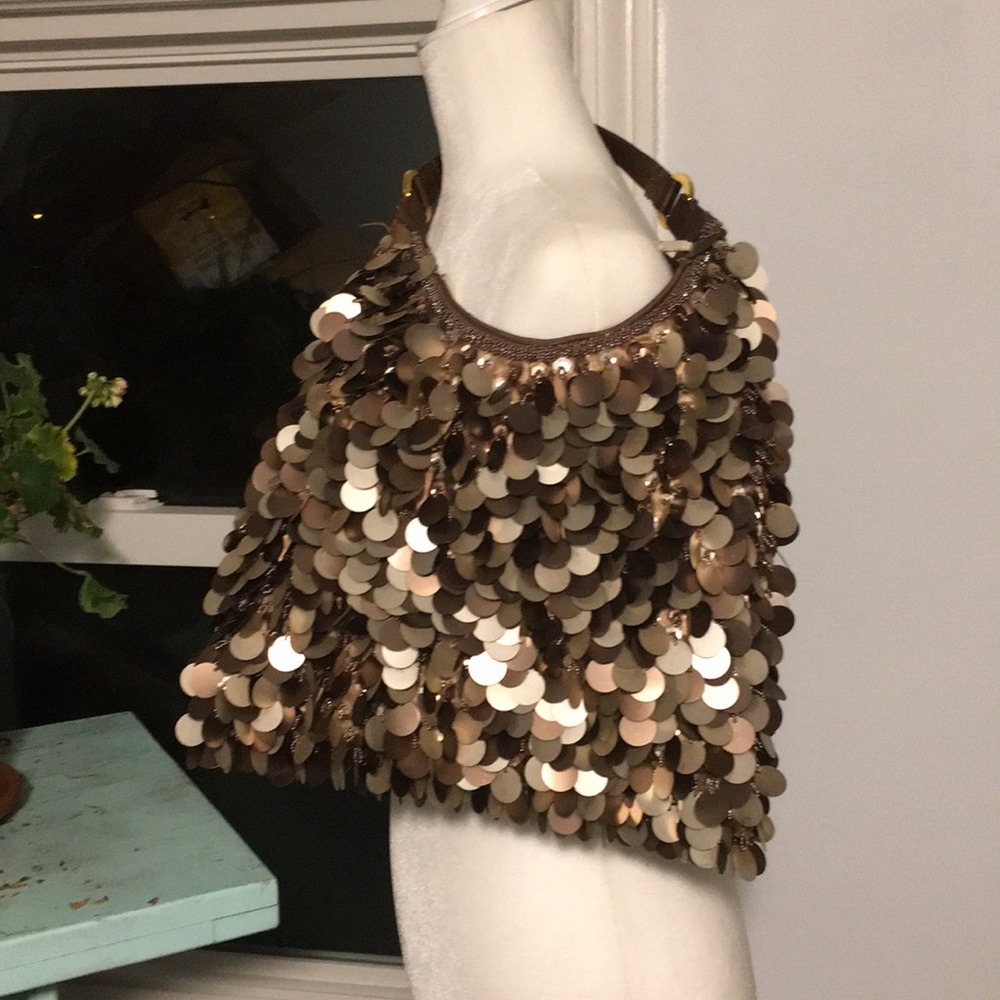 New Gold Bronze Dangling Sequins Purse